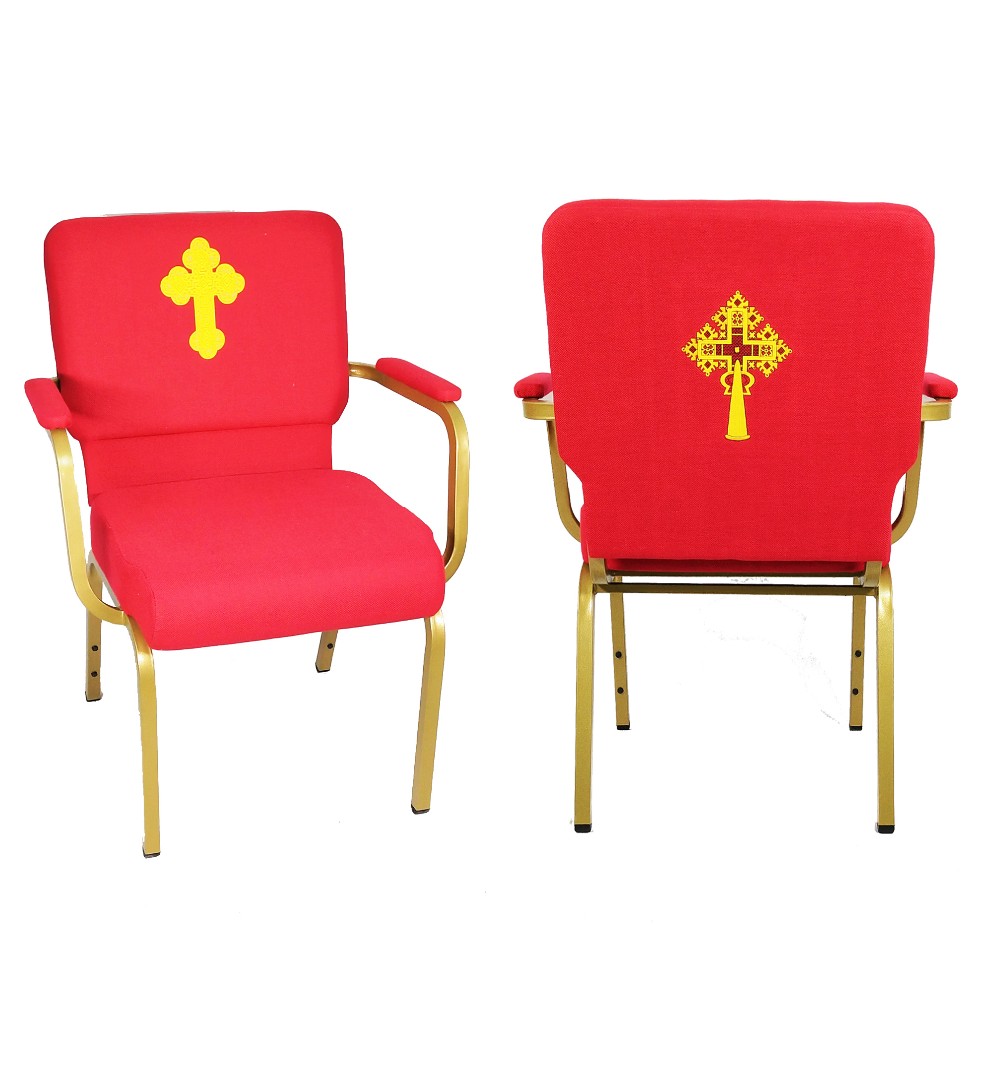 MHJ furniture - Grey Fabric 18.5 Upholstered Worship Chair For Church With Black Coating Church chair 31