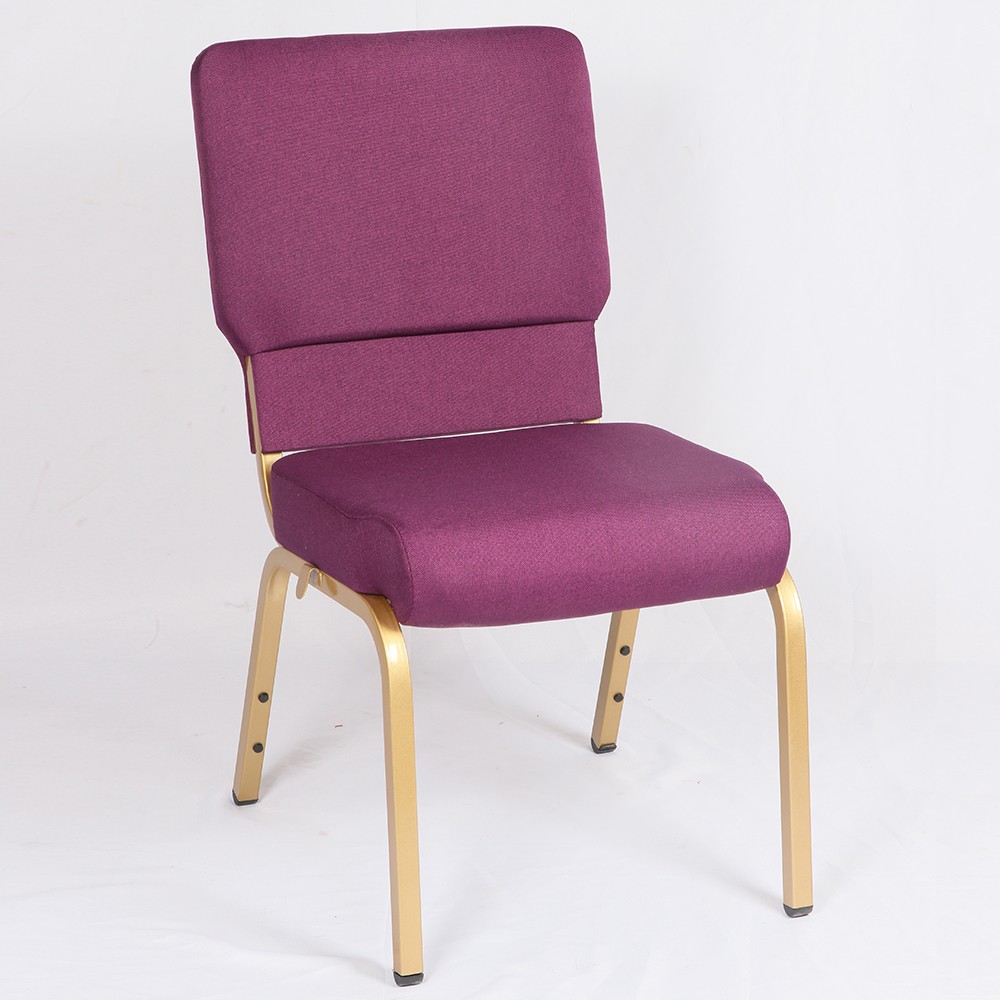 MHJ furniture - Grey Fabric 18.5 Upholstered Worship Chair For Church With Black Coating Church chair 28