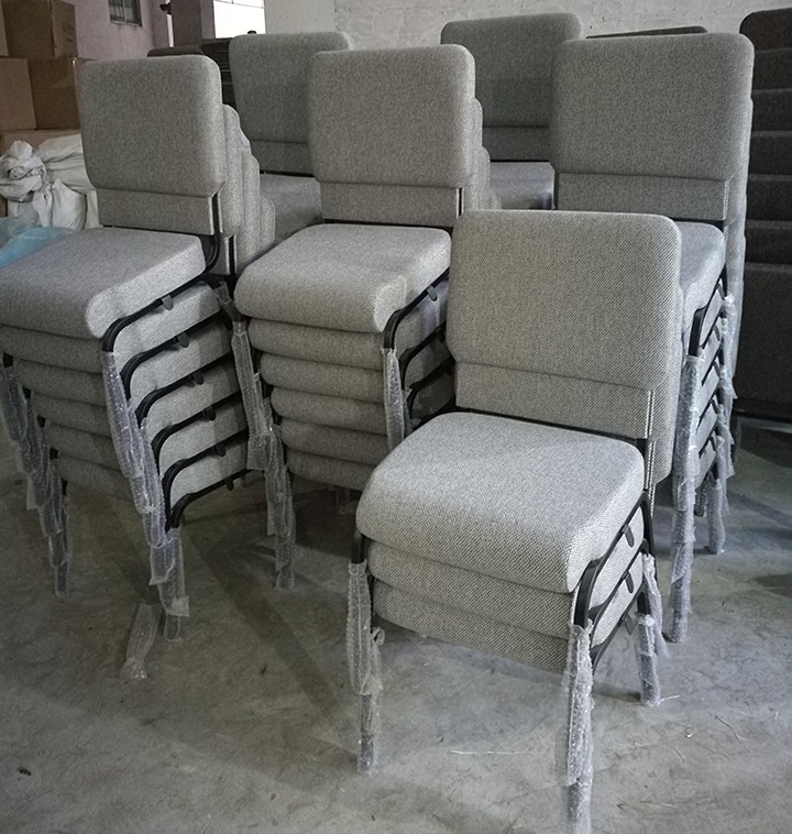 MHJ furniture - Grey Fabric 18.5 Upholstered Worship Chair For Church With Black Coating Church chair 16