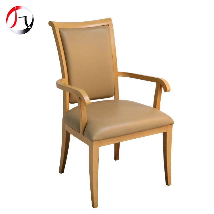 MHJ furniture - Aluminum Wood Grain High Quality Antique Armrest Pu Restaurant Hotel Chair Dining Chair Aged & Nursing home seating 1