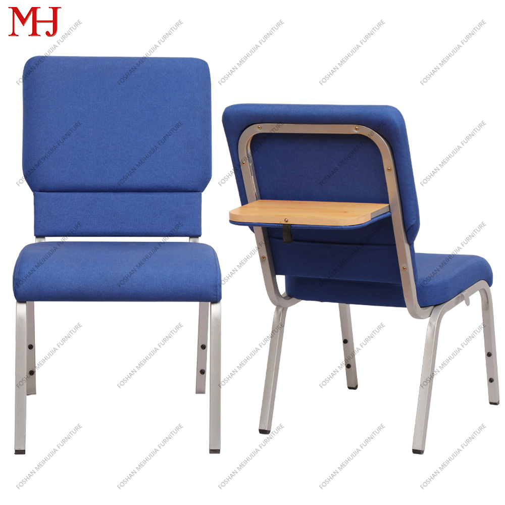 New Popular Design Stacking Simple Painting Iron Metal Leg Theater Chair Fabric Church Chair 8