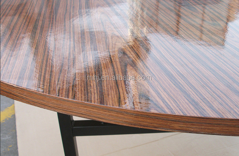 MHJ furniture - Factory Sale Pvc Surface Plywood Fan-shaped Folding Banquet Restaurant Table Tables 18