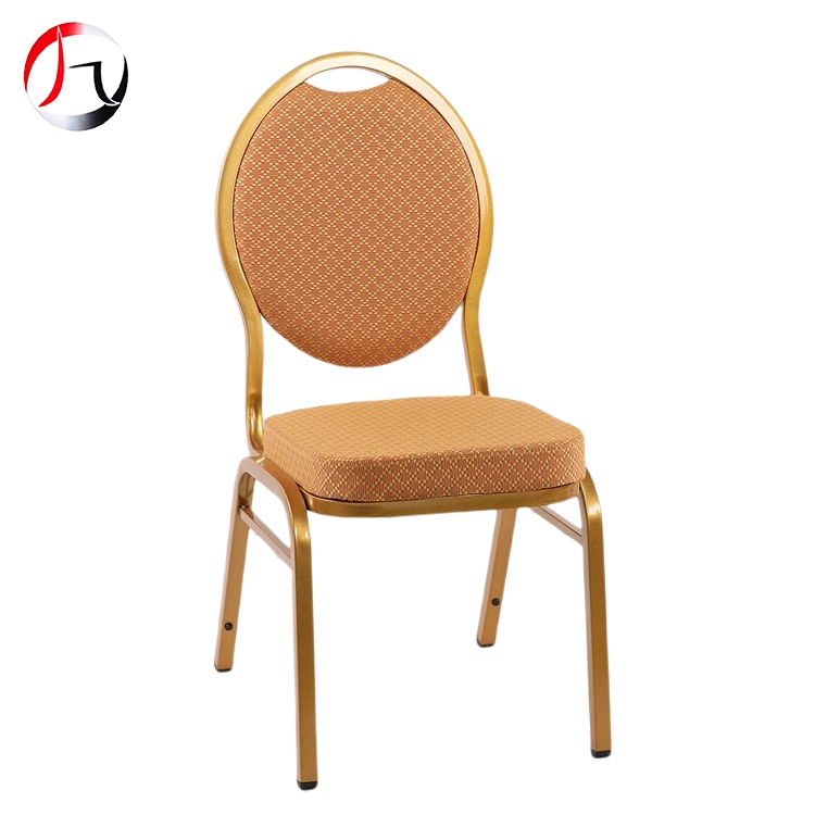 MHJ furniture - Upholstered Iron Steel Metal Round Back Stackable Hotel Banquet Hall Used Dining Chairs Wedding Event Chairs Steel/iron chair 1