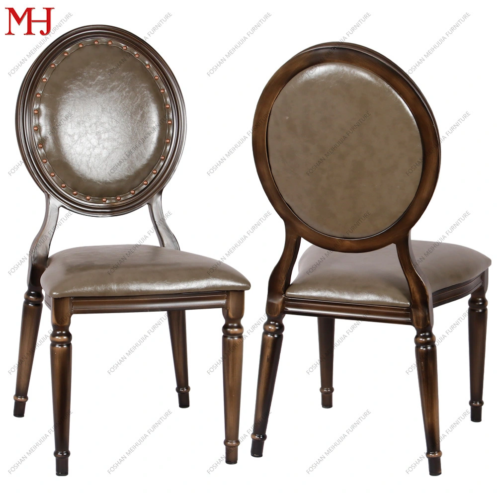 Aluminum wooden retro appearance banquet dining chair 1