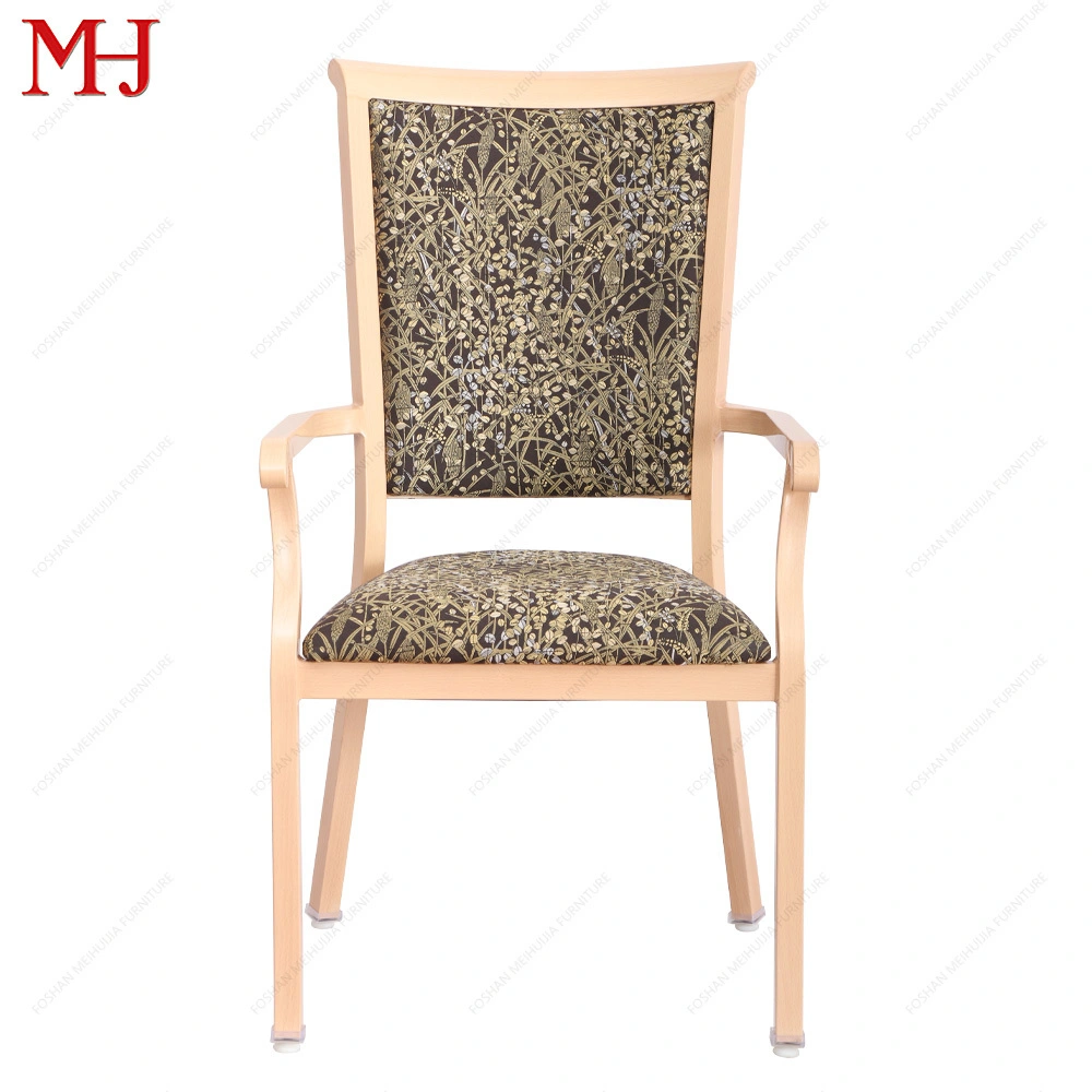 High Quality Cushioned Wood Grain Aluminum Armchair Decorated with Exquisite Fabrics 1