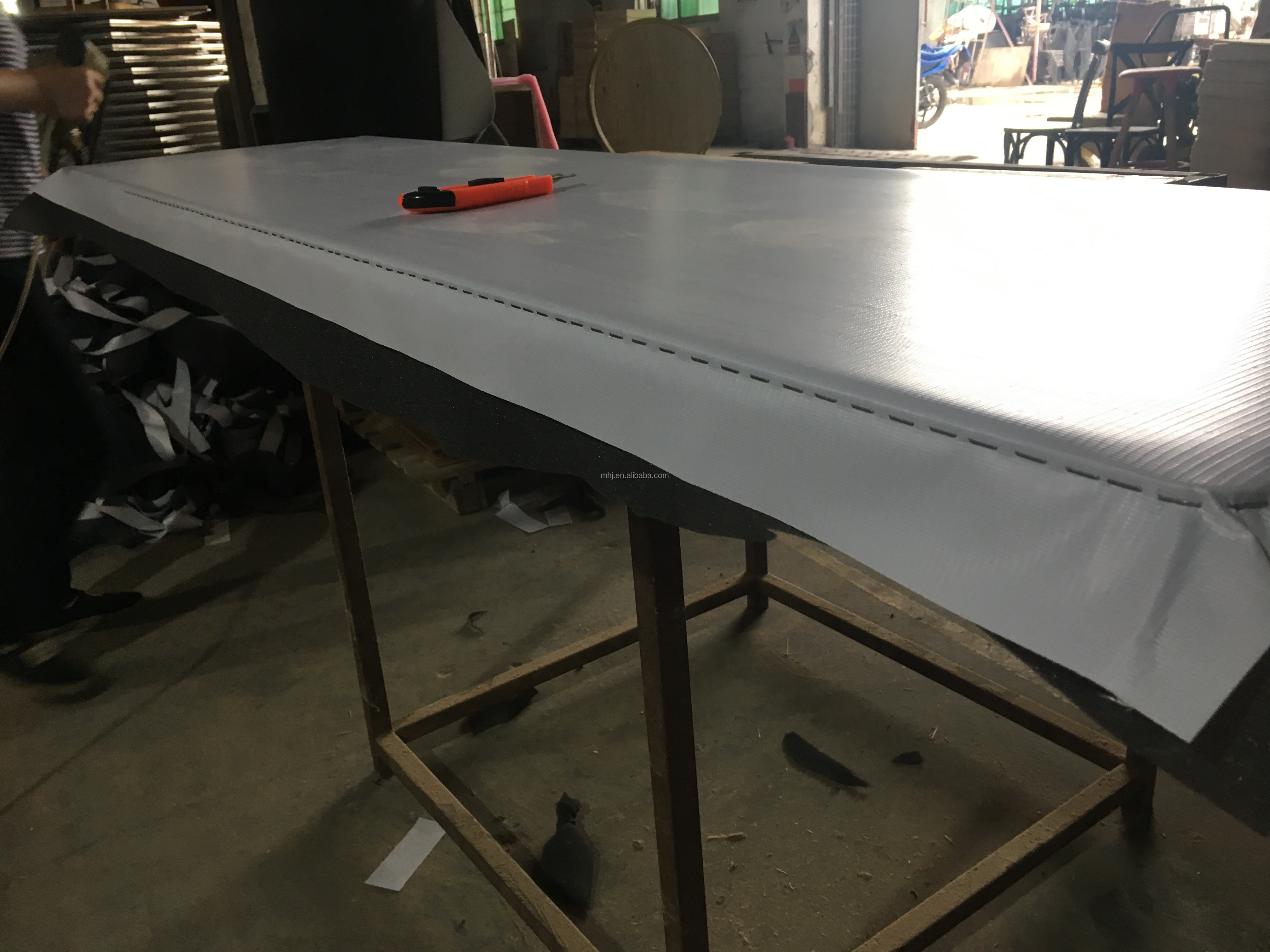 MHJ furniture - Factory Sale Pvc Surface Plywood Fan-shaped Folding Banquet Restaurant Table Tables 10