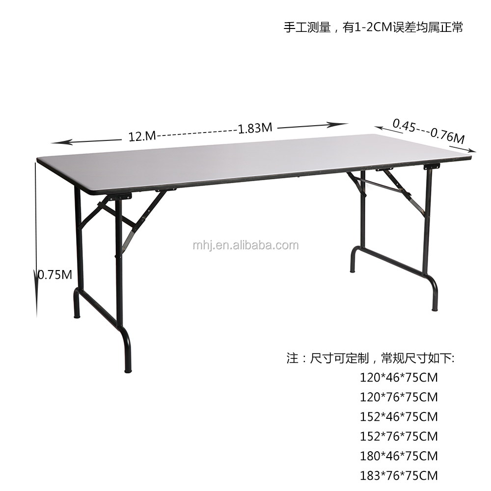 MHJ furniture - Global Hot Sale Durable Plywood Pvc Folding Rectangle Banquet Table Tables 13