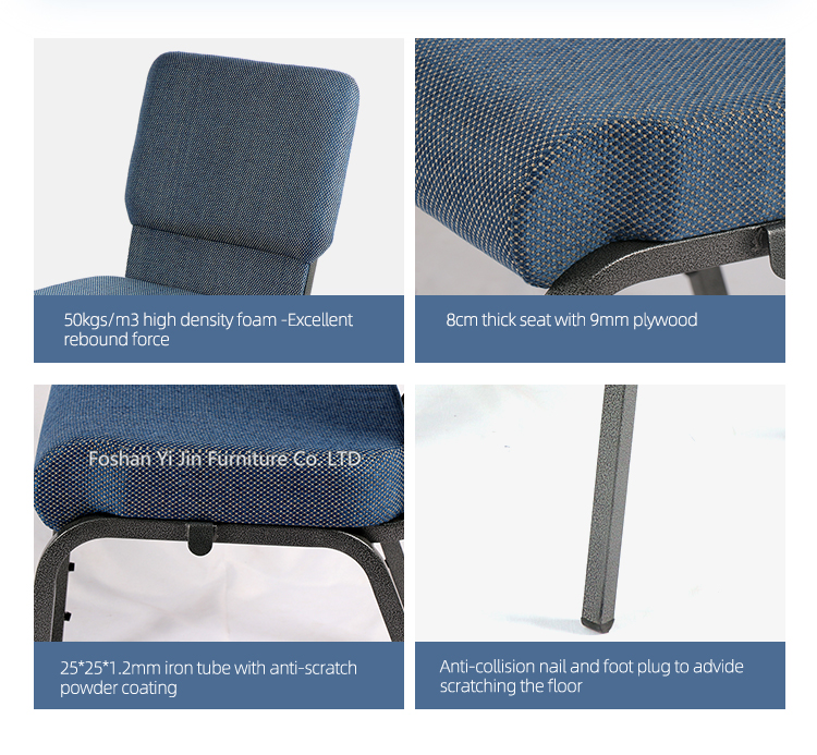 Modern stacking theater furniture interlocking church chair with book pocket