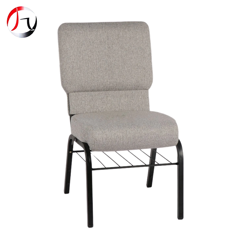 MHJ furniture - Stacking Upholstered Interlocking Used Padded Grey Auditorium Church Chair With Back Pocket Church chair 1