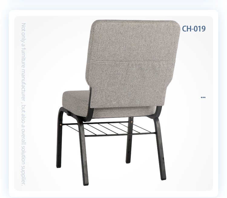 Stacking upholstered interlocking used padded grey auditorium church chair with back pocket