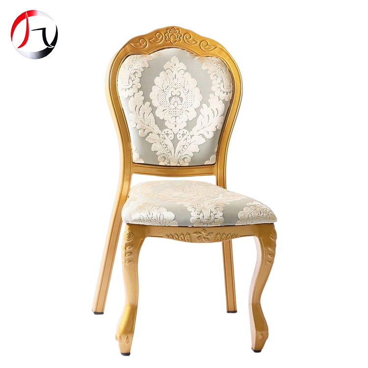 MHJ furniture - Luxury Stackable Upholstery Dining Chairs Royal Gold Imitated Wooden Wedding Banquet Chair Imitated wooden chair 1
