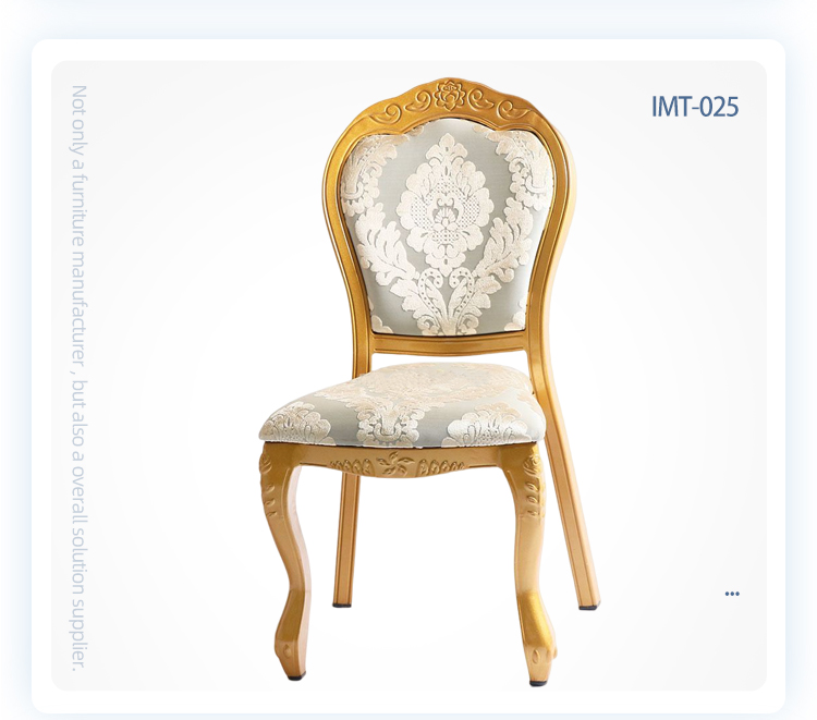 Luxury stackable upholstery dining chairs royal gold Imitated wooden wedding banquet chair