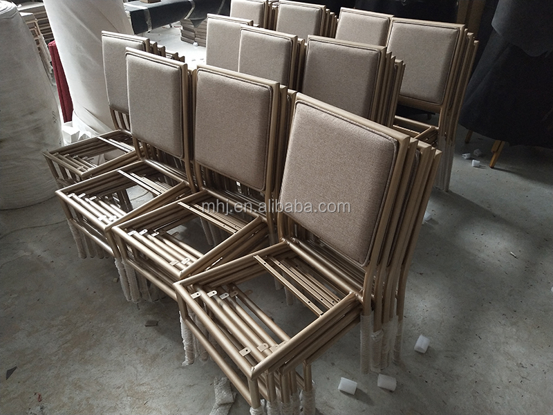 MHJ furniture - Aluminum Stackable Cross Back Gold Hotel Furniture Banquet Chair For Wedding Event Wedding chair 16