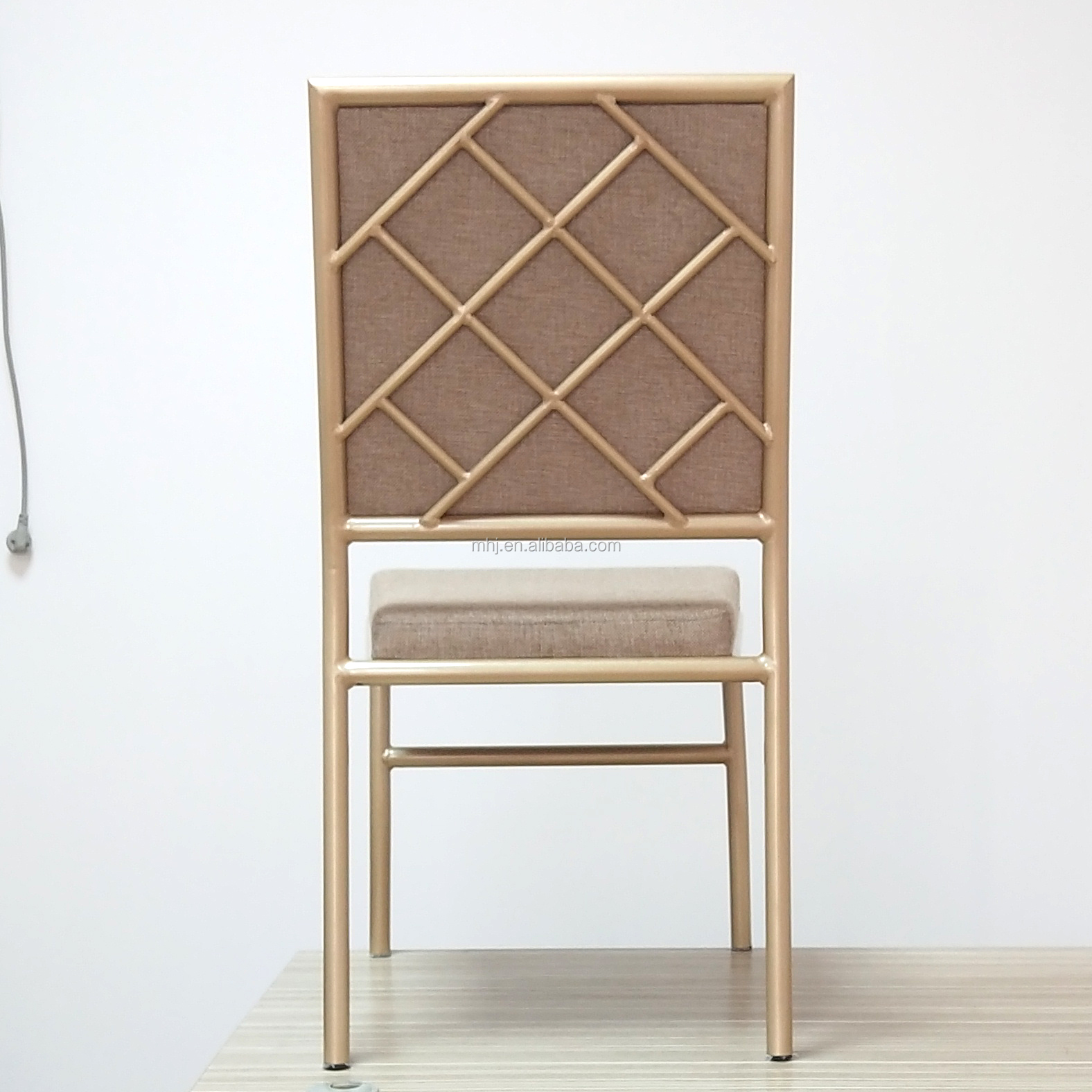 MHJ furniture - Aluminum Stackable Cross Back Gold Hotel Furniture Banquet Chair For Wedding Event Wedding chair 10