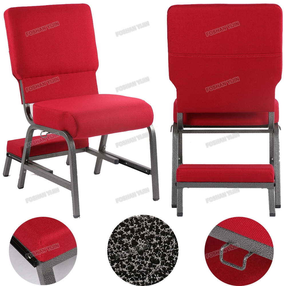 MHJ furniture - Logo Design Cheap Used Interlocking Stackable Red Church Prayer Chair With Kneeler Church chair 1