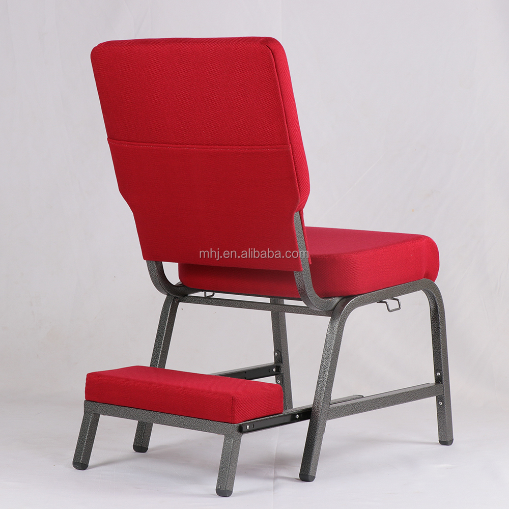 MHJ furniture - Logo Design Cheap Used Interlocking Stackable Red Church Prayer Chair With Kneeler Church chair 11