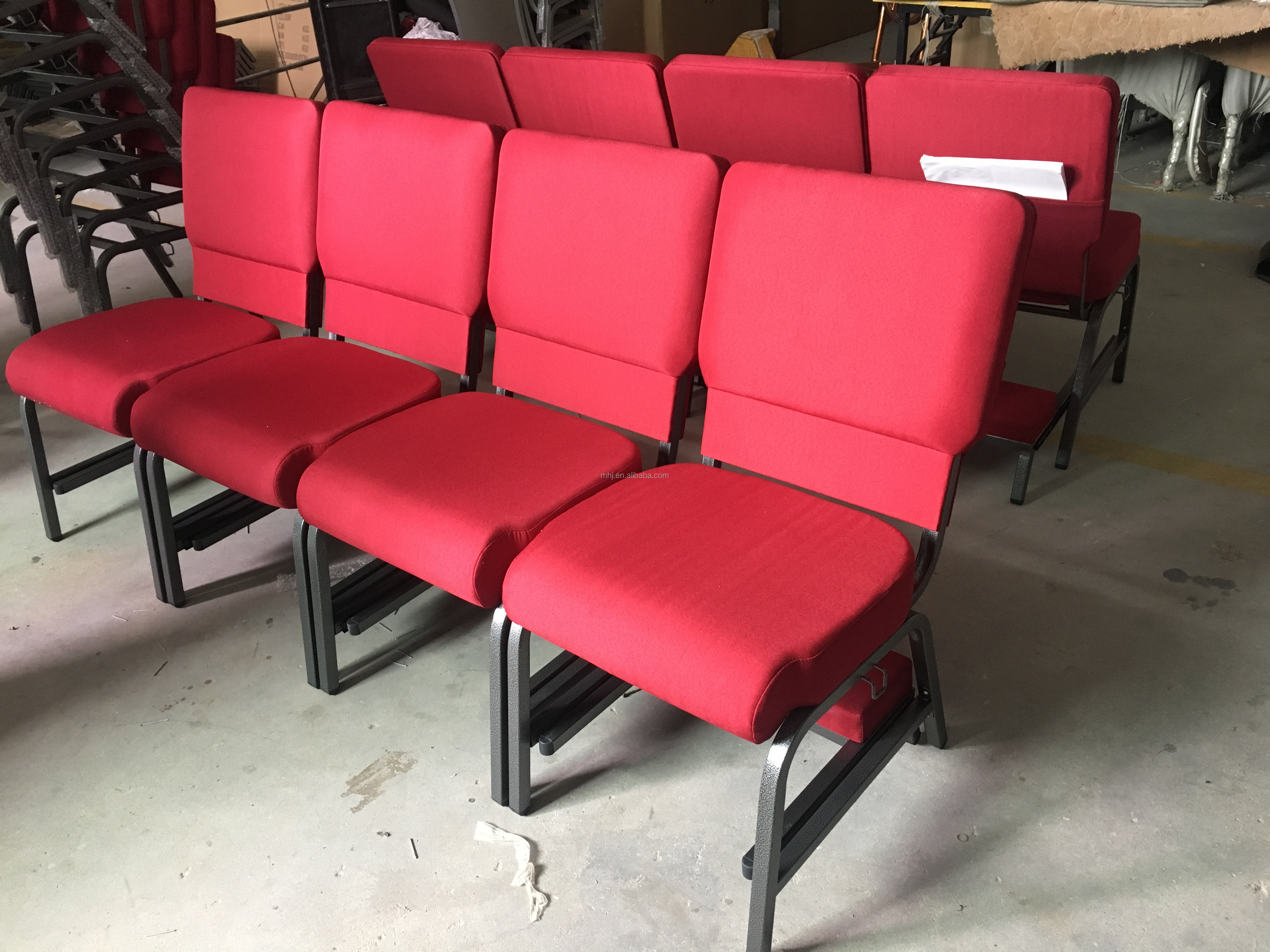 MHJ furniture - Logo Design Cheap Used Interlocking Stackable Red Church Prayer Chair With Kneeler Church chair 18