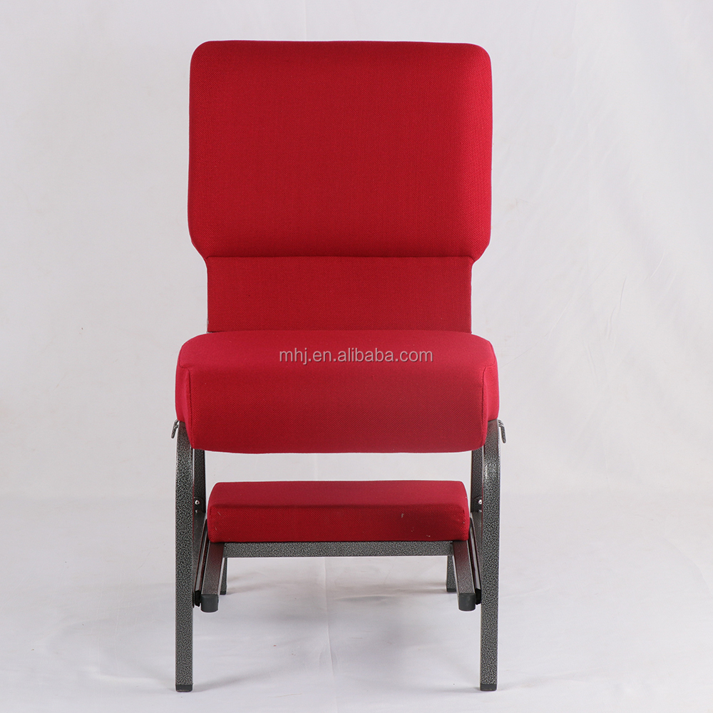 MHJ furniture - Logo Design Cheap Used Interlocking Stackable Red Church Prayer Chair With Kneeler Church chair 8