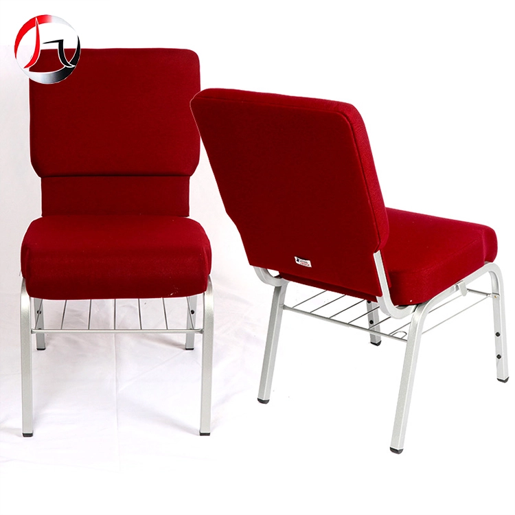 MHJ furniture - Wholesale High Quality Stackable Iron Church Chair Burgundy Auditorium Chairs With Thick Cushion Church chair 1