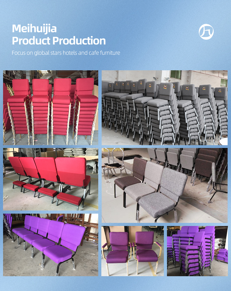 Wholesale burgundy fabric auditorium church chair with envelope holder