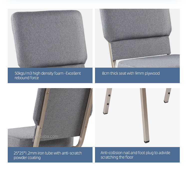 Hot sale wholesale metal stacking gray theater auditorium church chair