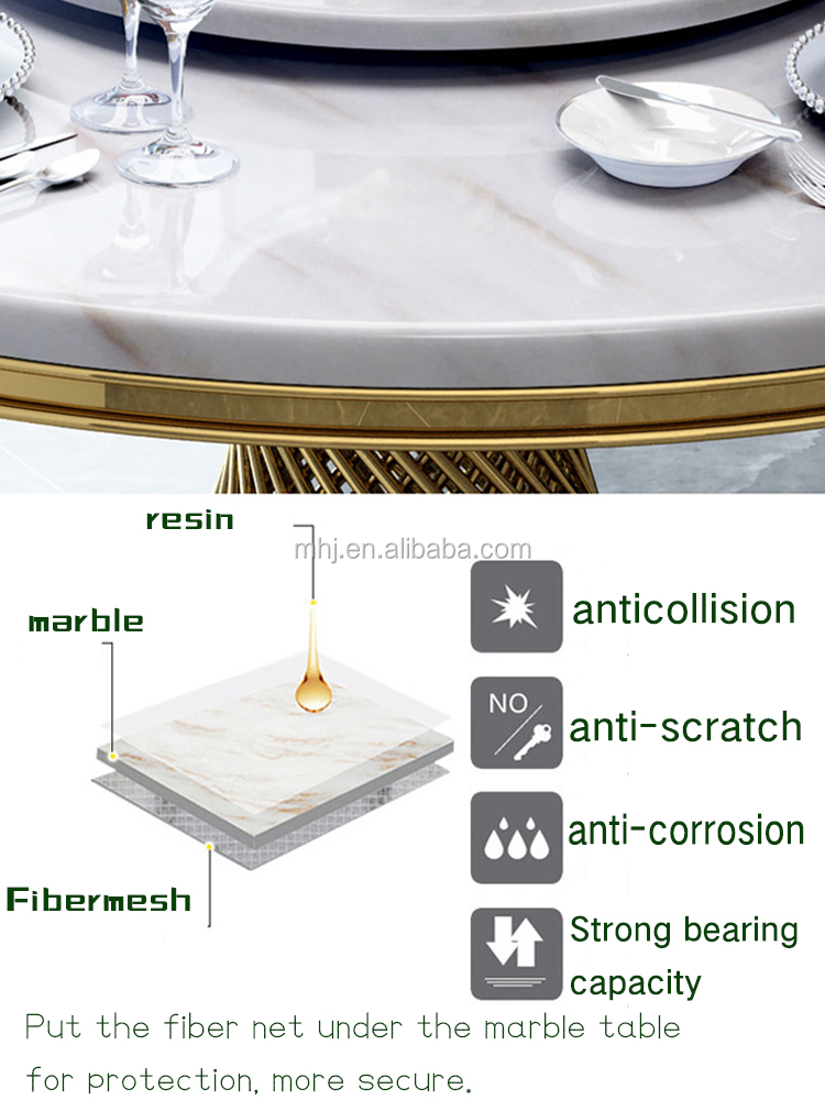 MHJ furniture - Luxury Modern Nordic Italian Rectangle Marble Stainless Steel Dining Table Stainless steel chair and table 11