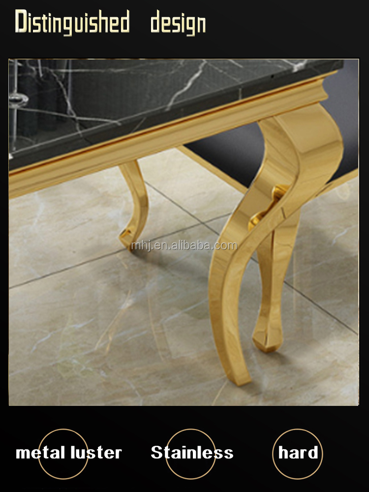 MHJ furniture - Luxury Modern Nordic Italian Rectangle Marble Stainless Steel Dining Table Stainless steel chair and table 12