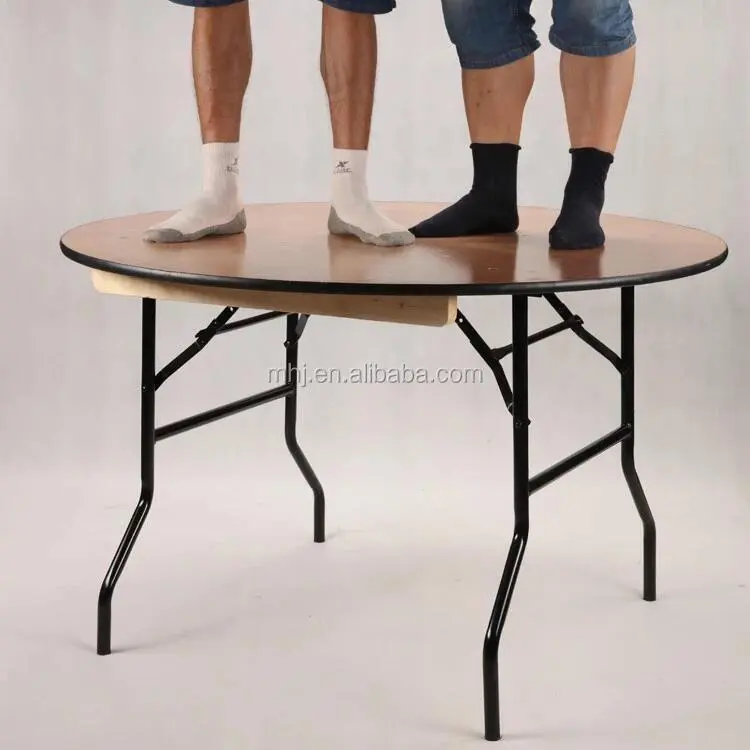 MHJ furniture - Wholesale Plywood Wedding Event Restaurant Steel Frame Wooden Folding Used Round Banquet Table Tables 1