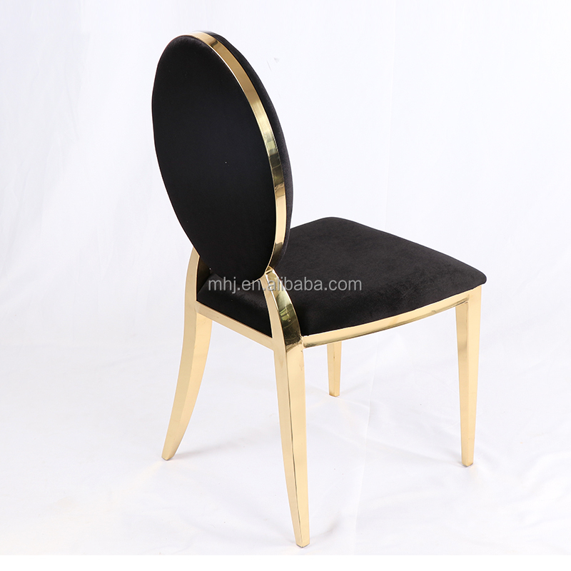 Wholesale Classic Round Back Banquet Chair Gold Stainless Steel Dining Wedding Chairs