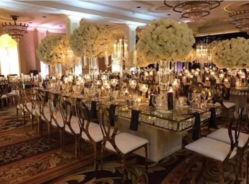 MHJ furniture - Wholesale Classic Round Back Banquet Chair Gold Stainless Steel Dining Wedding Chairs Stainless steel chair and table 15