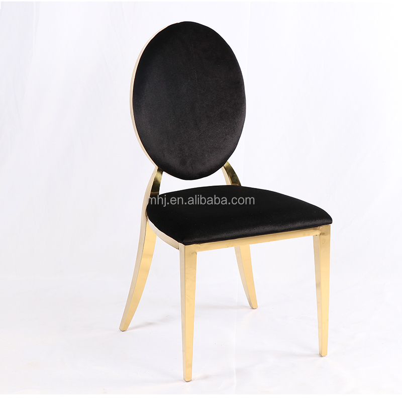 Wholesale Classic Round Back Banquet Chair Gold Stainless Steel Dining Wedding Chairs