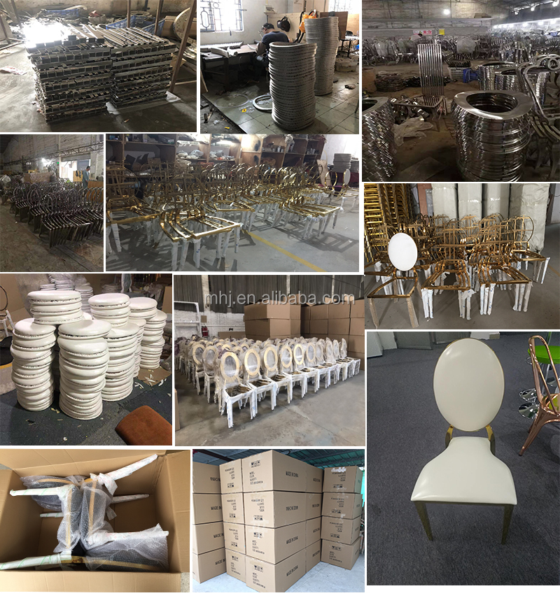 Wholesale Classic Round Back Banquet Chair Gold Stainless Steel Dining Wedding Chairs