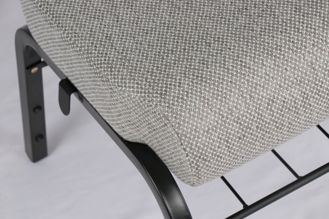 MHJ furniture - Grey Fabric Interlocking Church Chair With Bookrack Church chair 18