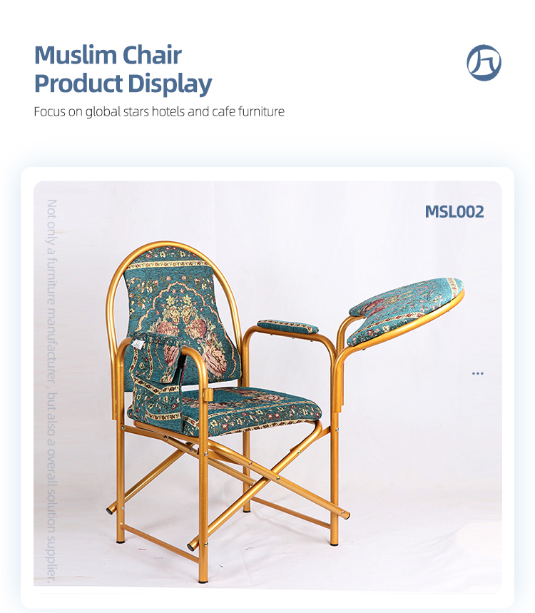 cheap price knock-down foldable green muslim chair