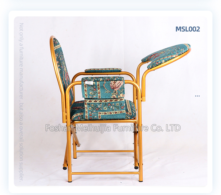 cheap price knock-down foldable green muslim chair