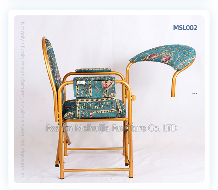 cheap price knock-down foldable green muslim chair