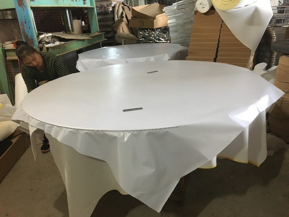 MHJ furniture - Wholesale Plywood Wedding Event Restaurant Steel Frame Wooden Folding Used Round Banquet Table Tables 17