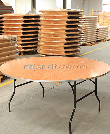 MHJ furniture - Wholesale Plywood Wedding Event Restaurant Steel Frame Wooden Folding Used Round Banquet Table Tables 11