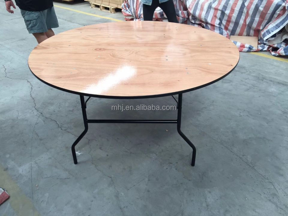 MHJ furniture - 72 Inch Round Wood Folding Banquet Dining Table For Hotel Event Tables 8