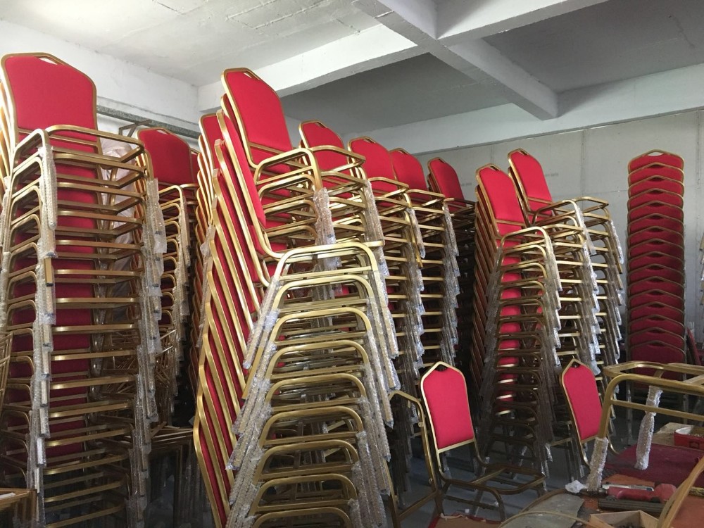 MHJ furniture - Golden Velvet Upholstered Modern Luxury Aluminum Gold Restaurant Hotel Banquet Chairs With Back Flower Design Banquet chair 15
