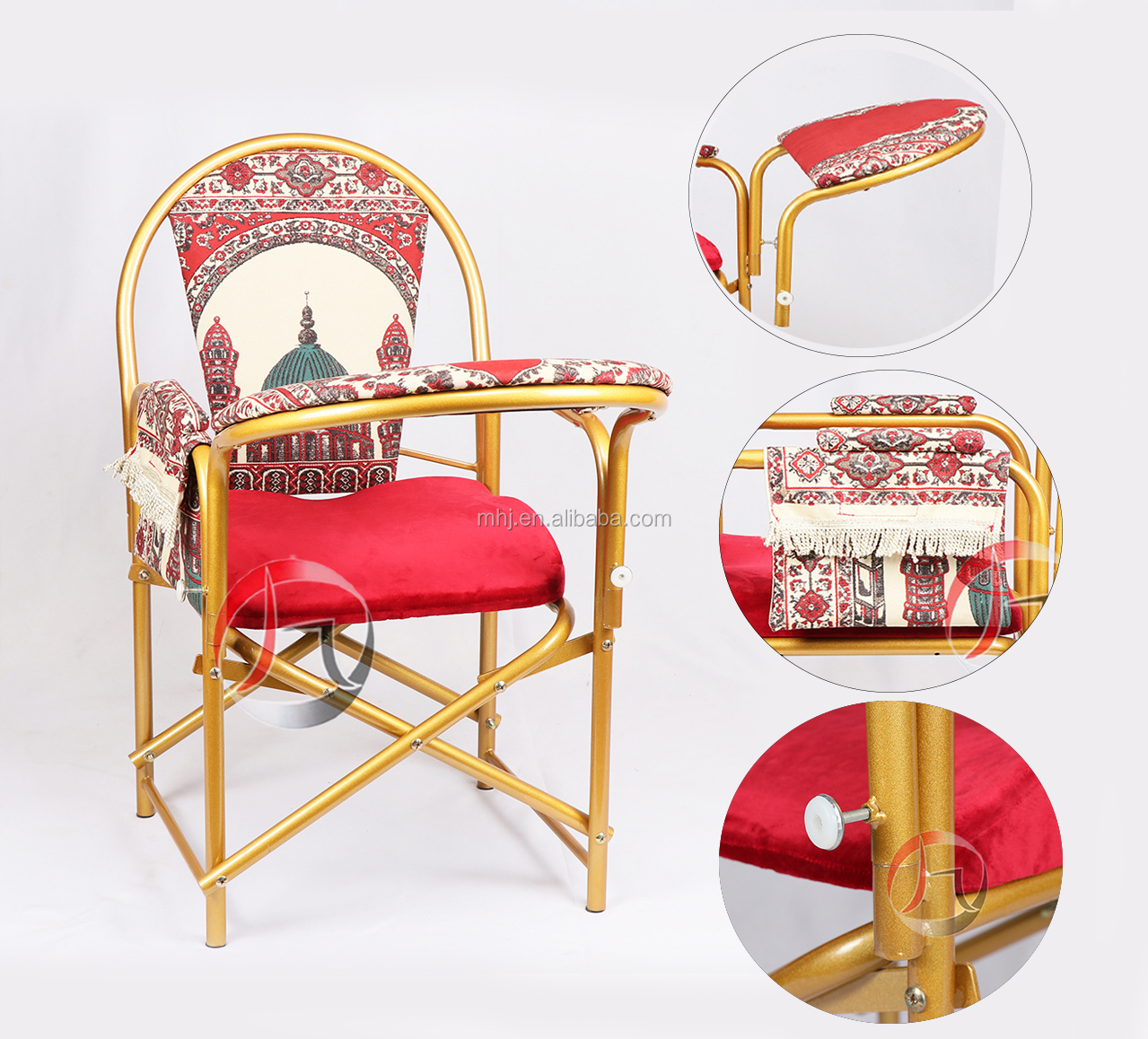 MHJ furniture - Demountable Metal Prayer Chairs Church Muslim Salah Chair With Arms Muslim chair 9