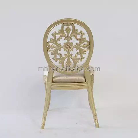 MHJ furniture - Stackable Gold Round Back Ghost Louis Banquet Wedding Chair Plastic chair and table 9