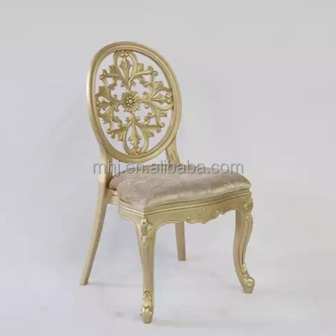 MHJ furniture - Stackable Gold Round Back Ghost Louis Banquet Wedding Chair Plastic chair and table 1
