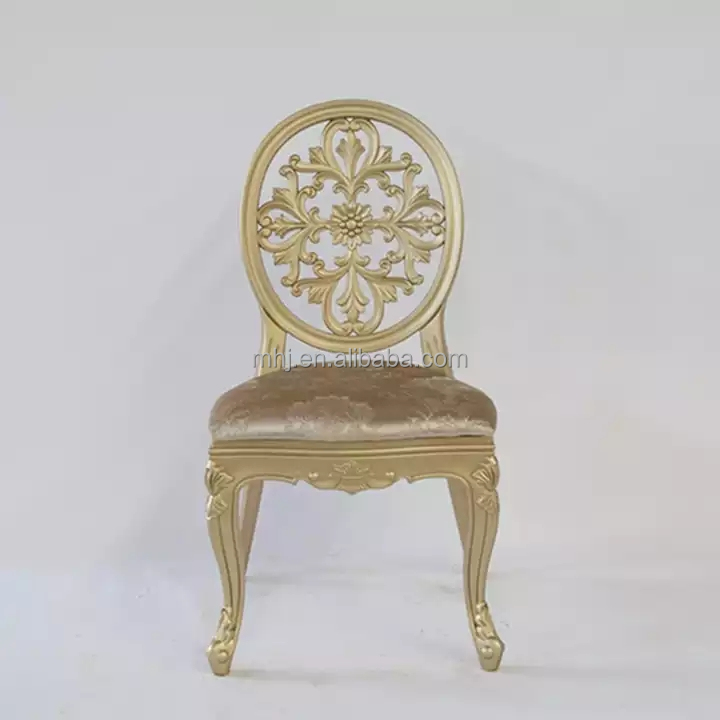 MHJ furniture - Stackable Gold Round Back Ghost Louis Banquet Wedding Chair Plastic chair and table 11