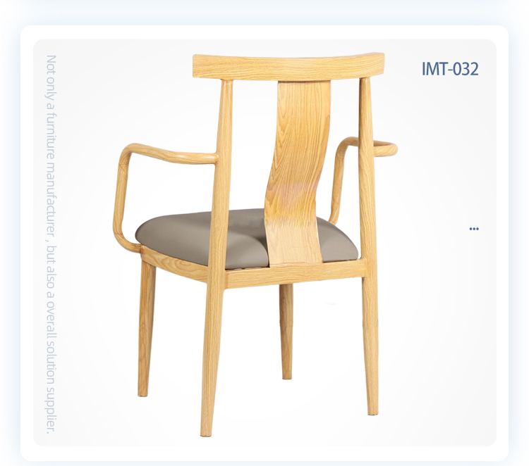 wholesale Nordic style dining coffee wood grain metal chair with arms
