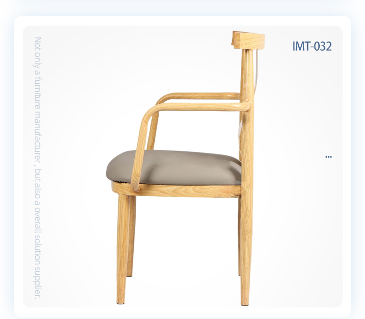 wholesale Nordic style dining coffee wood grain metal chair with arms