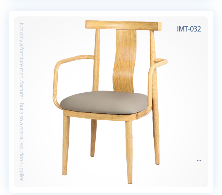 wholesale Nordic style dining coffee wood grain metal chair with arms