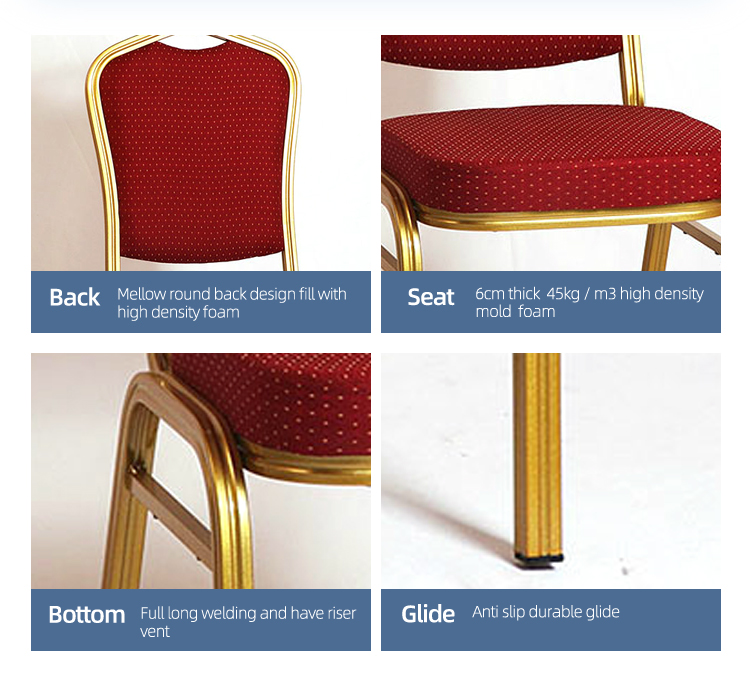 Cheap metal hotel furniture used dining chair luxury fabric velvet aluminum stackable wedding banquet chairs