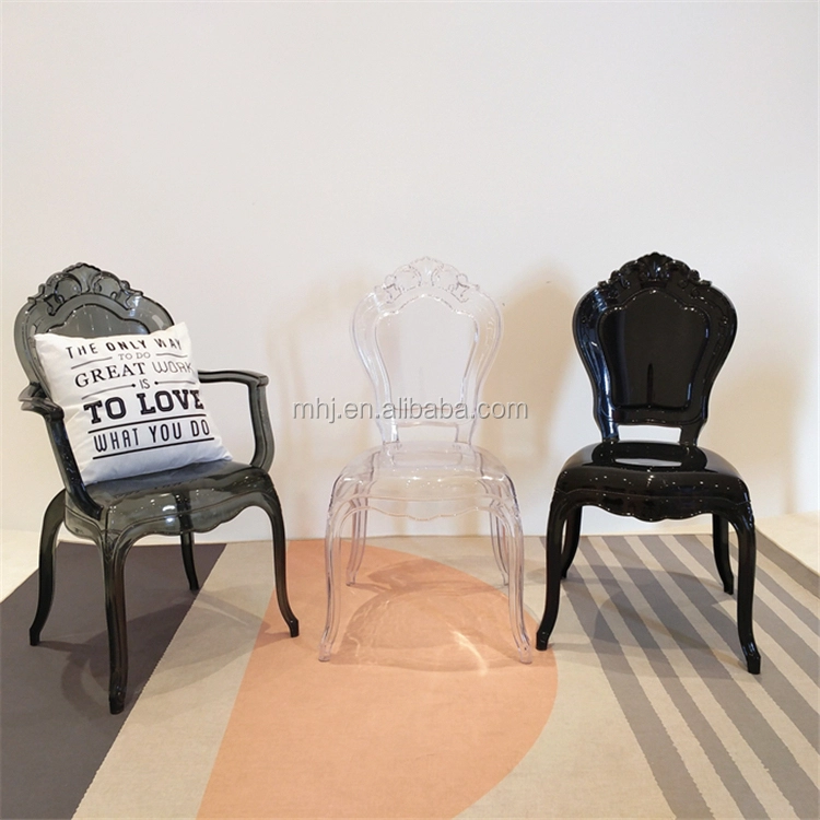 MHJ furniture - Modern Plastic White And Black Clear Ghost Acrylic Dining Chair Bella Chair Plastic chair and table 1