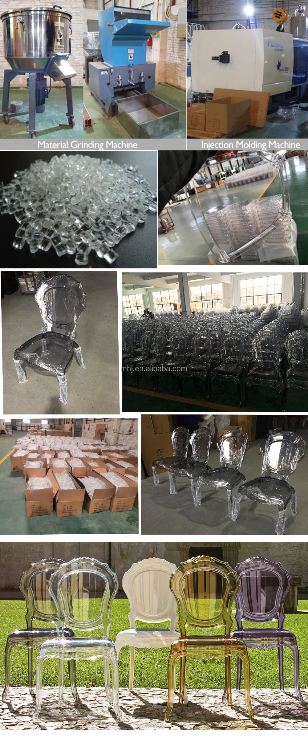 MHJ furniture - Wholesale High Quality Pc Resin Color Acrylic Ghost Chair Restaurant Dining Chair Plastic chair and table 11